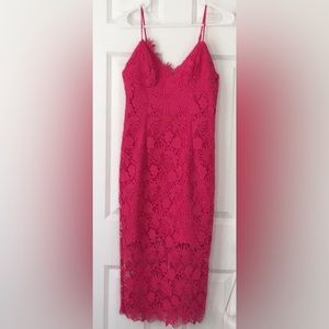 Bardot, Fushia Lace Midi Dress, S/6